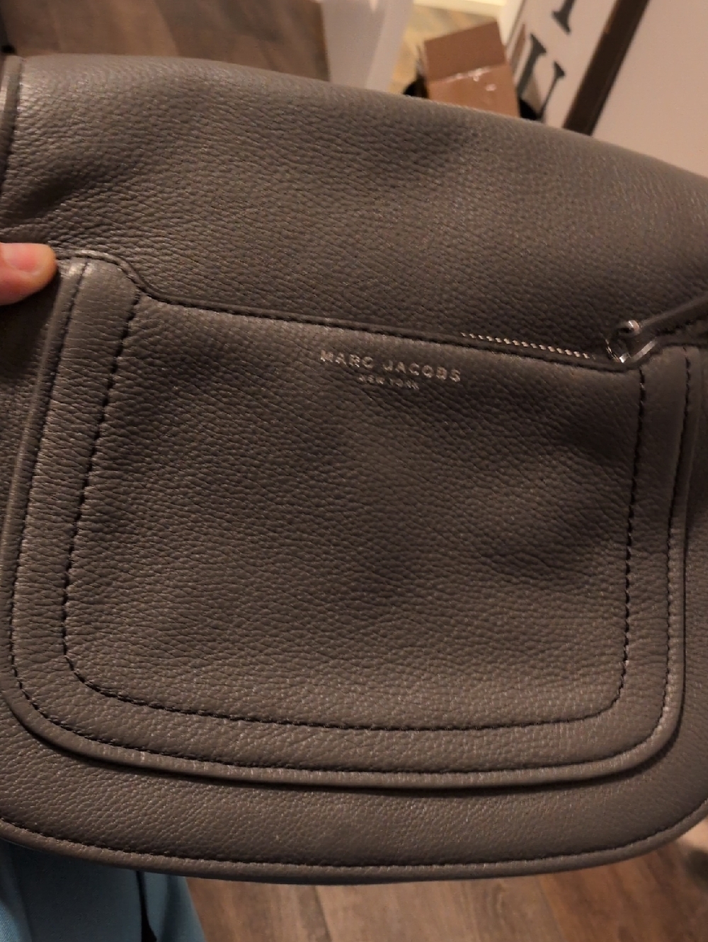 Marc Jacobs Pebbled Leather Shoulder Bag in Charcoal